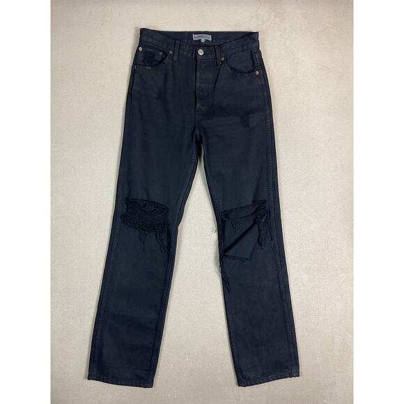 Re/Done Originals Jeans Adult 27‎ Black High Rise Distressed Denim Womens - Picture 1 of 14